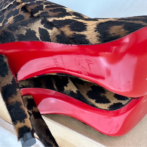 NWB Louboutin Astrilarge Botta 100 Leopard Print Pointed Toe Pony Boots 38.5 - Picture 9 of 15